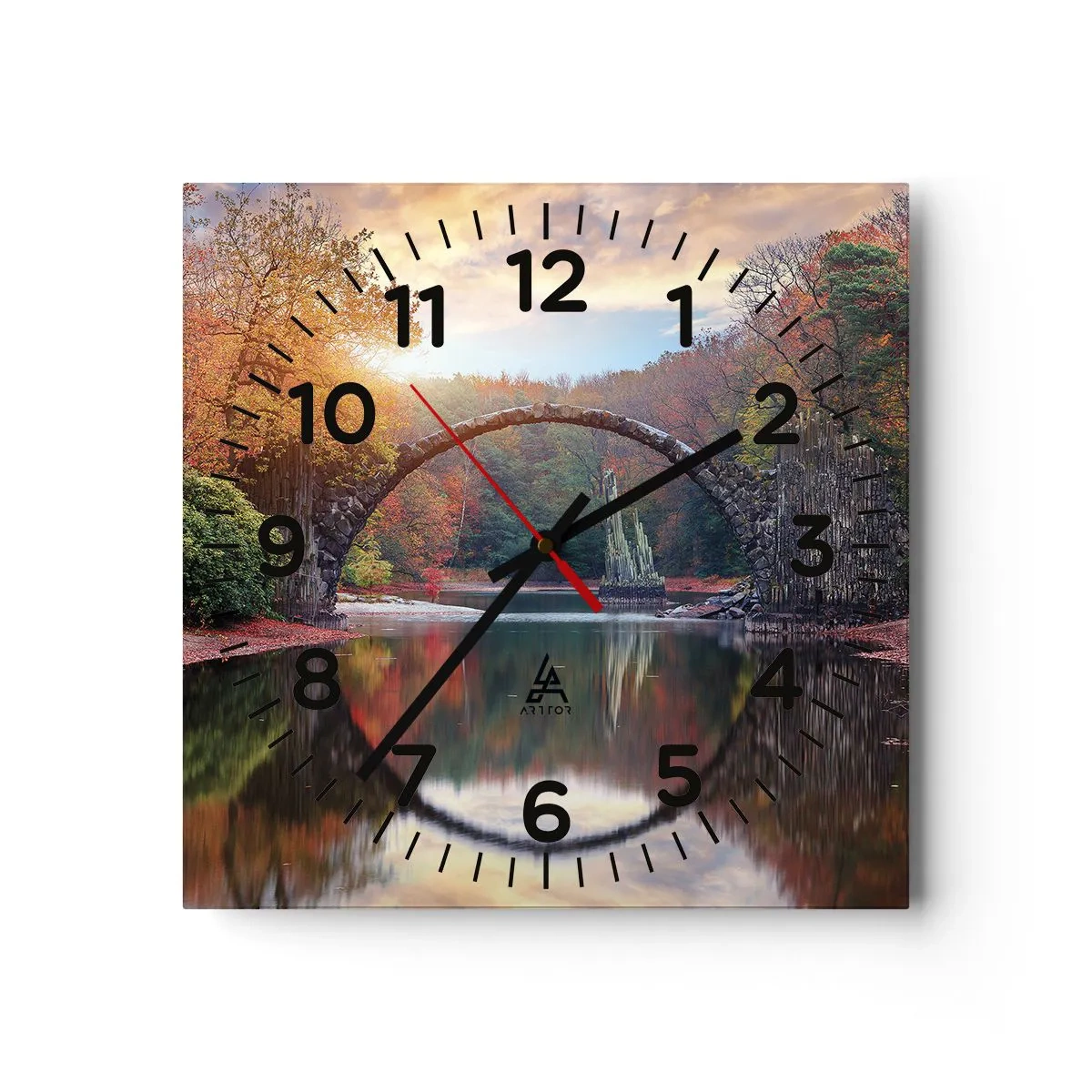 Väggklocka - Klocka på glas - På andra sidan av spegeln - 40x40 cm
