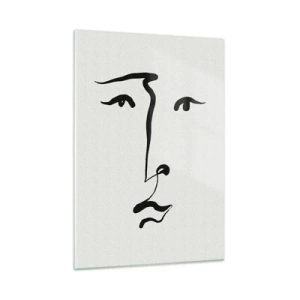 Glastavla - Bild på glas - Porträtt med ett streck - 50x70 cm