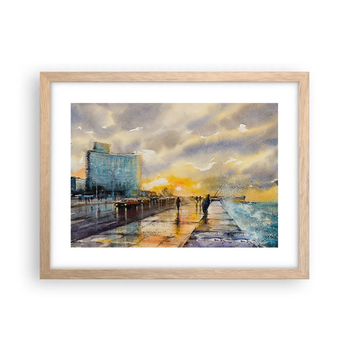 Affisch i ram av ljusek - Livet på stranden - 40x30 cm