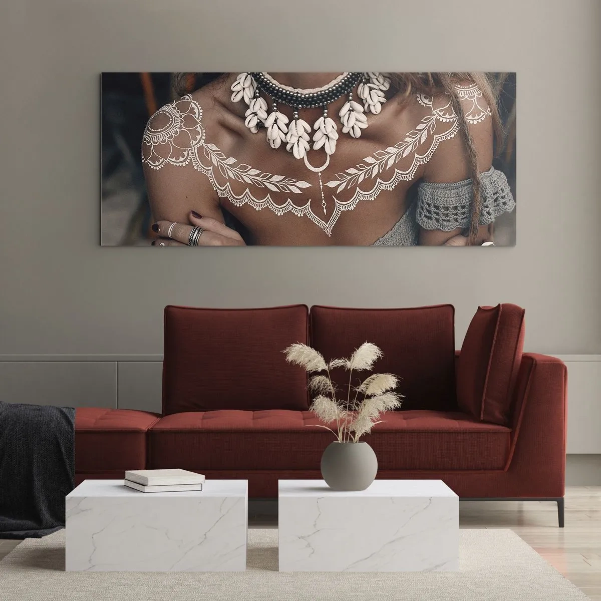 Glastavla - Bild på glas - Kvinnlighetens talismaner, ritualer - 100x40 cm