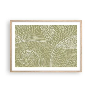 Affisch i ram av ljusek - Intrikat abstraktion i vitt - 70x50 cm