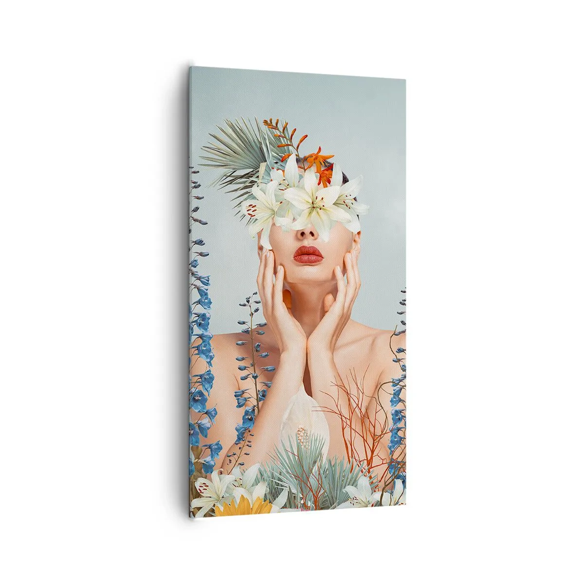 Canvastavla - Bild på duk - Kvinna - blomma - 65x120 cm