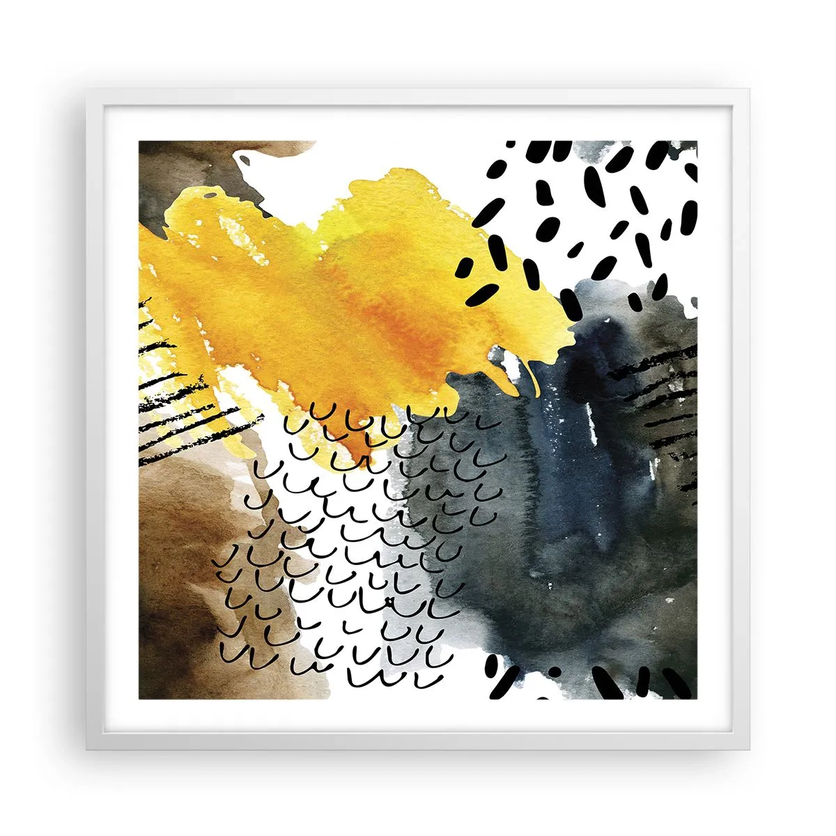 Affisch i vit ram - Elementens möte - 60x60 cm