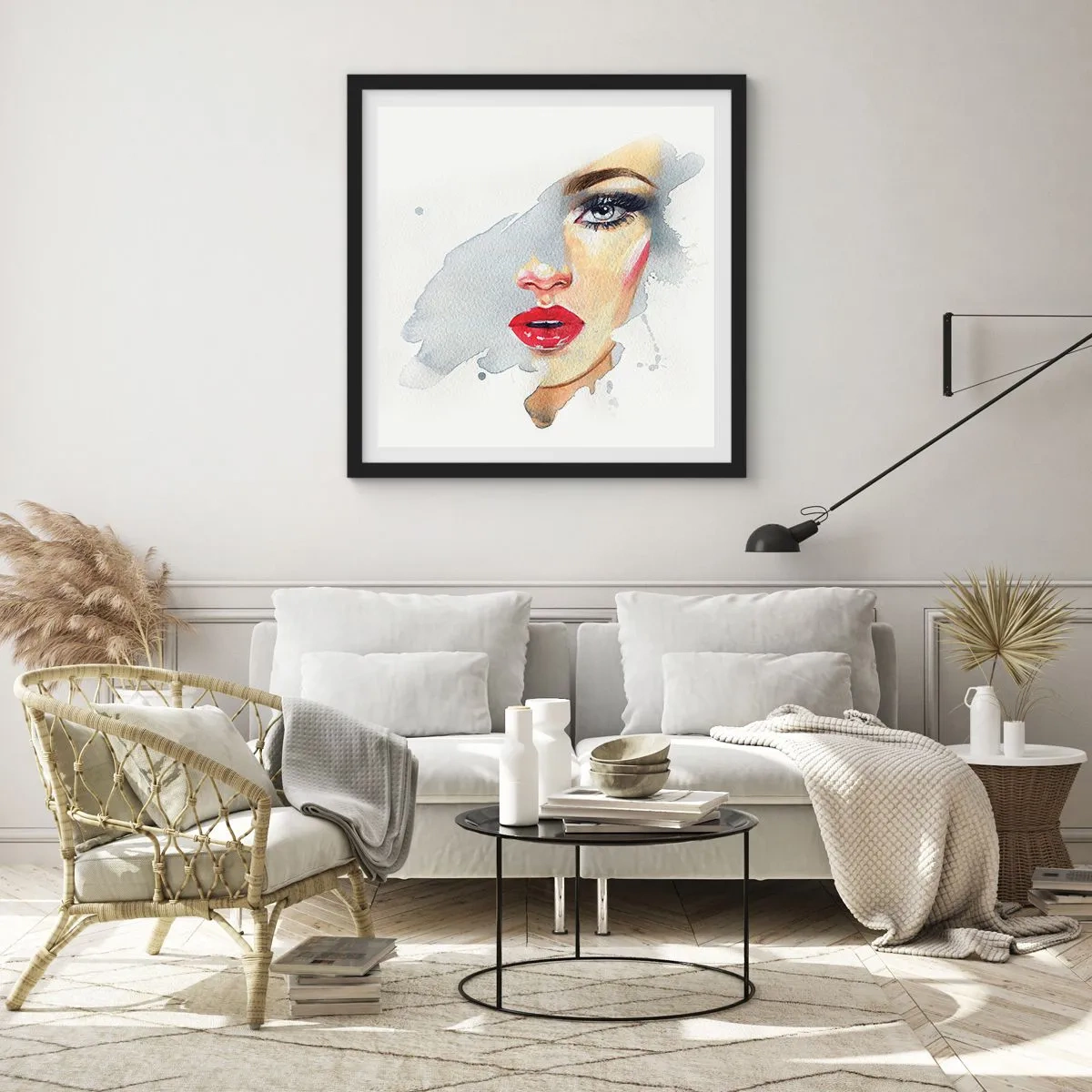 Affisch i svart ram - Reflektion i vattendroppe - 30x30 cm