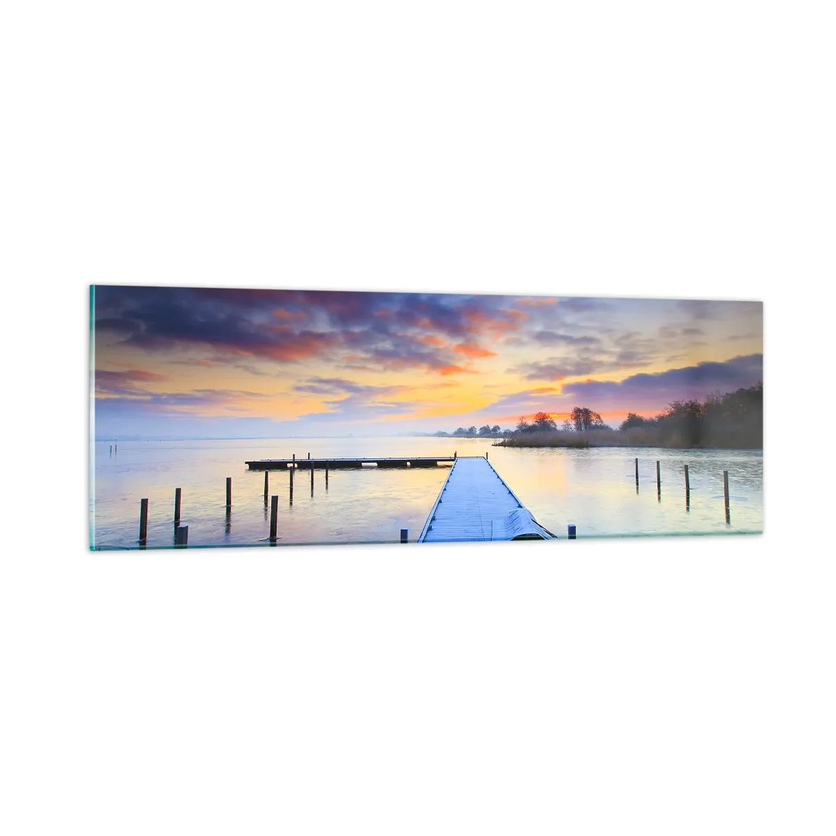 Glastavla - Bild på glas - Violet-guld ro - 90x30 cm