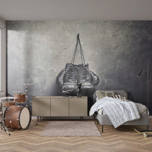 Fototapet Premium Sand - Stridens tid och fredens tid - Låda, Boxnings handskar, Årgång - 250x175 cm
