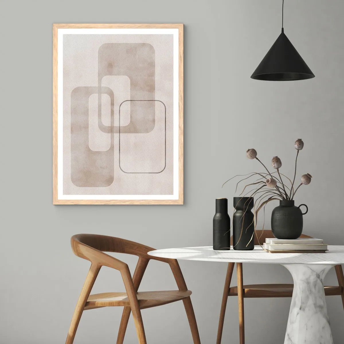 Affisch i ram av ljusek - Geometrisk fug - 70x100 cm