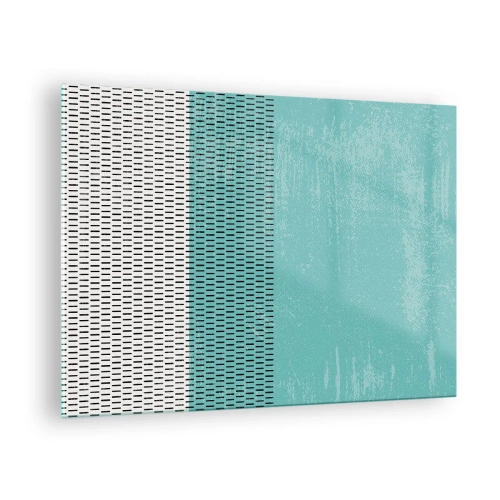 Glastavla - Bild på glas - Modern abstraktion i turkosa och vita färger - 70x50cm - Balanserad komposition - Modern väggdekoration för vardagsrum och sovrum ARTTOR