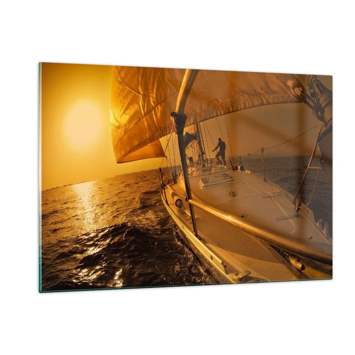 Glastavla - Bild på glas - Gyllene kväll efter en färgrik dag - 120x80 cm