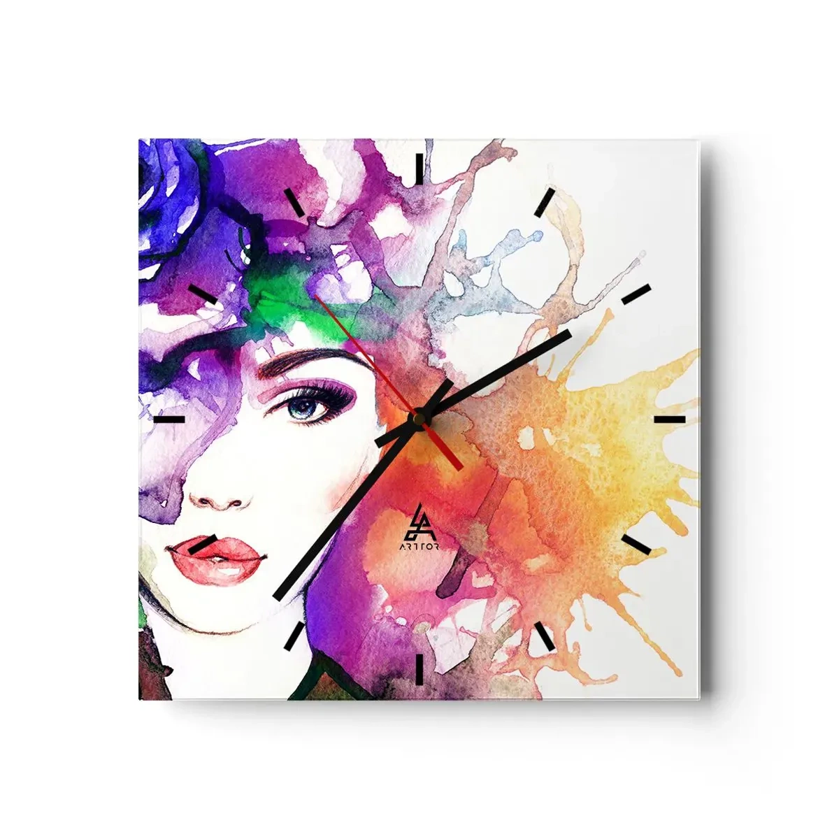 Väggklocka - Klocka på glas - Med huvudet i himlen - 40x40 cm