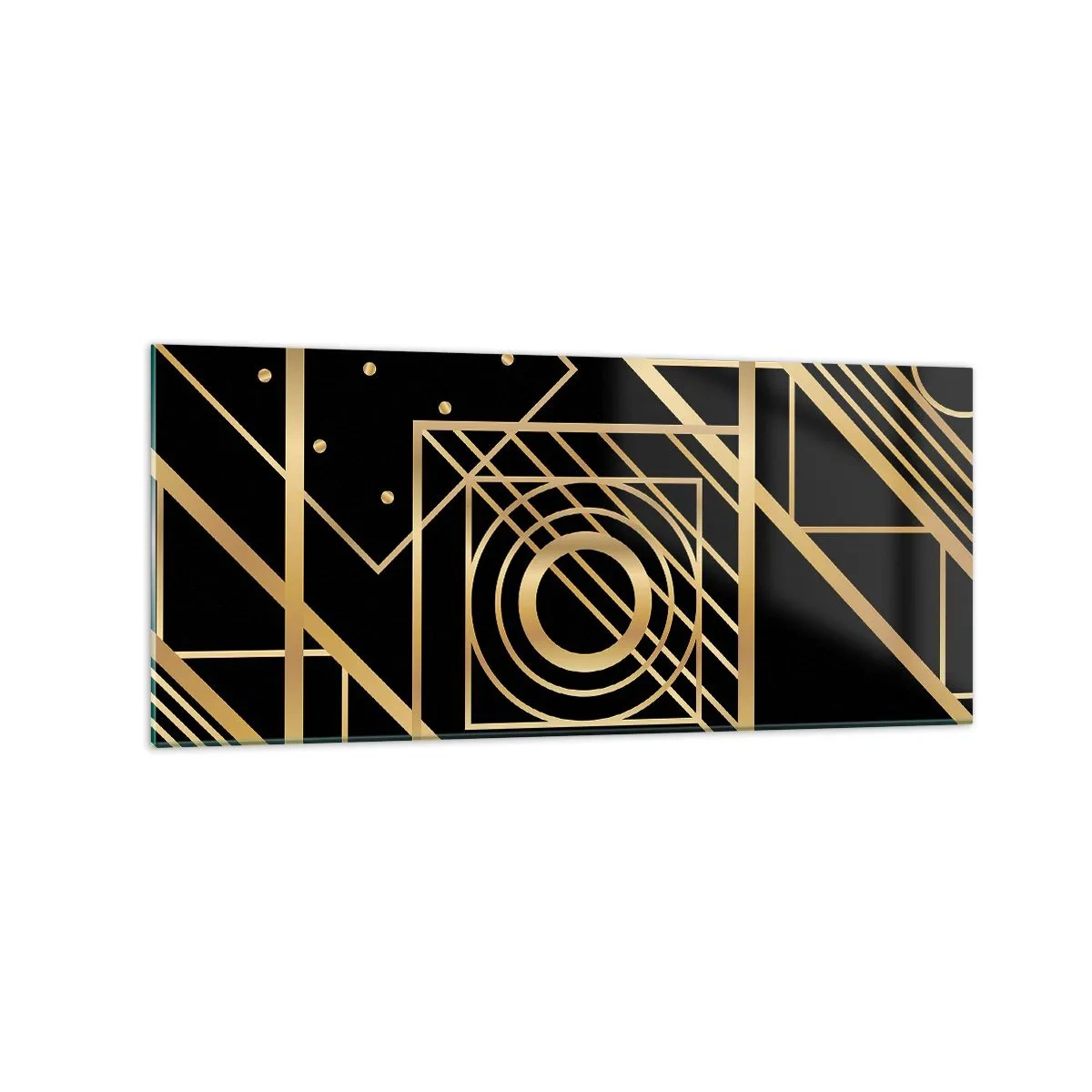 Glastavla - Bild på glas - Gyllene geometri - 120x50 cm