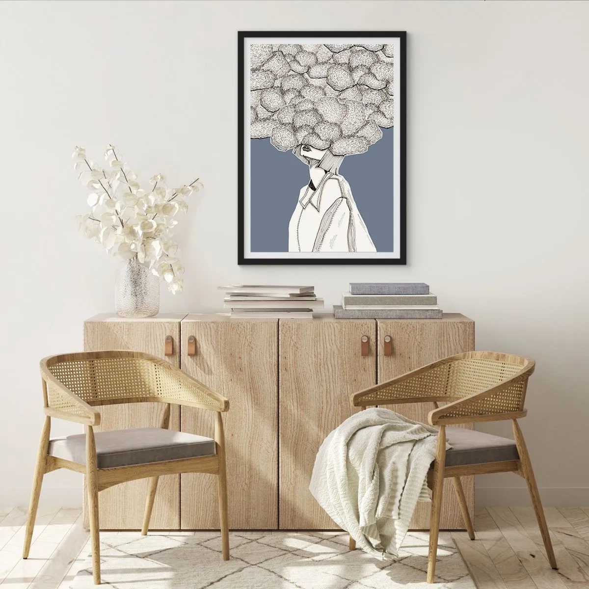 Affisch i svart ram - Med huvudet i molnen - 61x91 cm