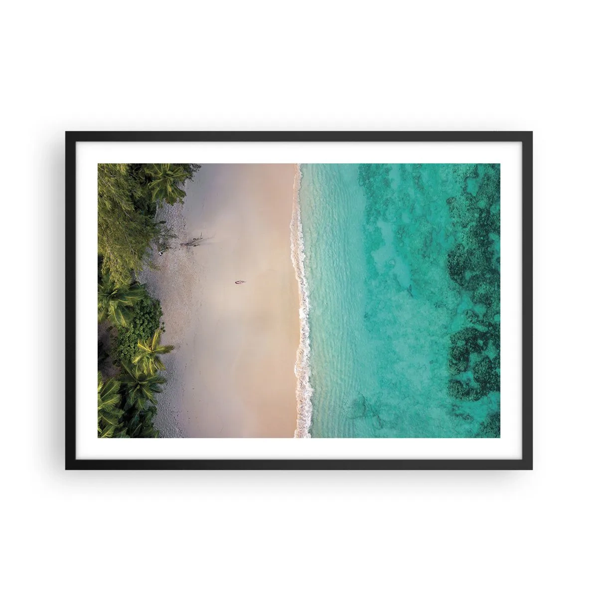 Affisch i svart ram - En strand i paradiset - 70x50 cm