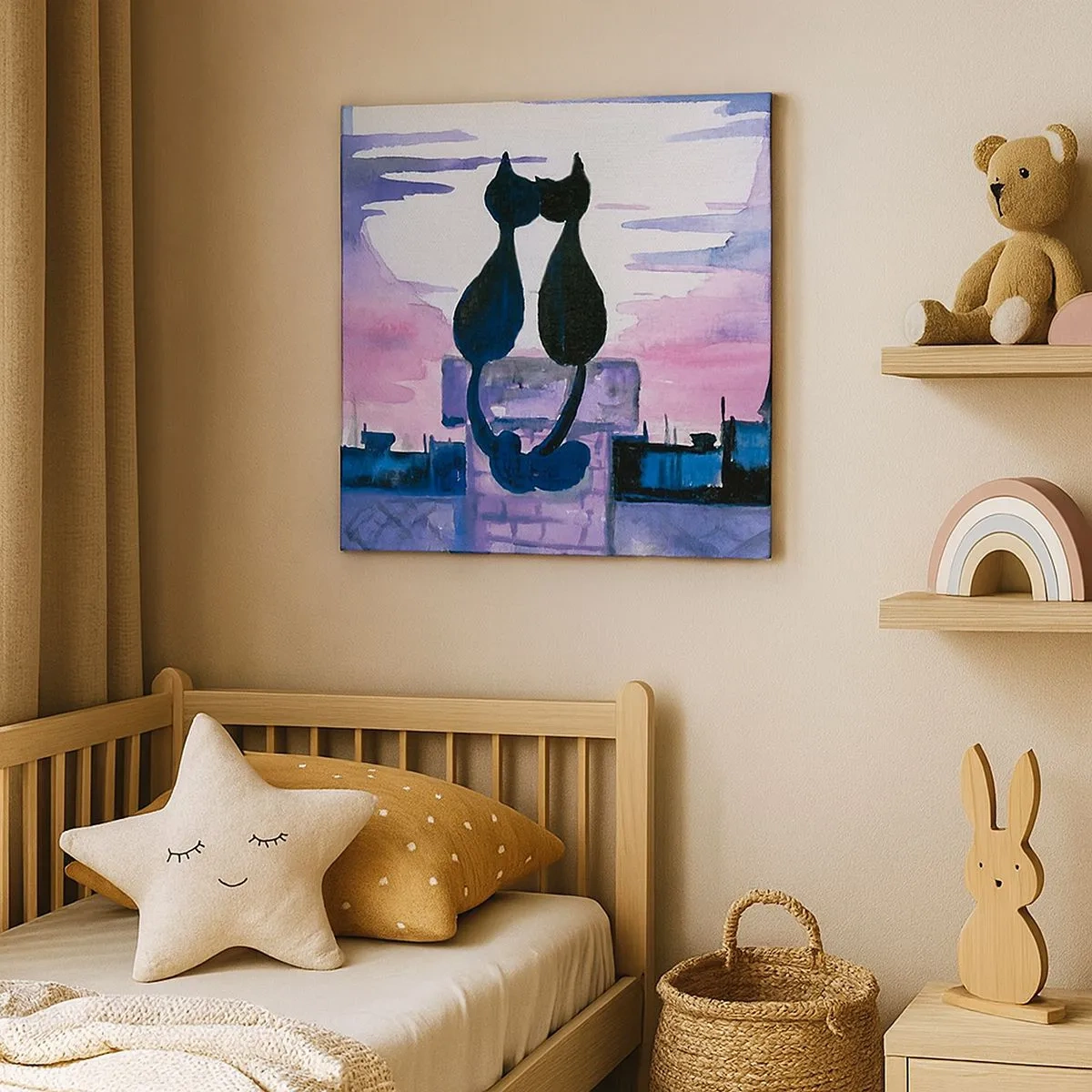 Canvastavla - Bild på duk - Rendez-vous under månen - 30x30 cm