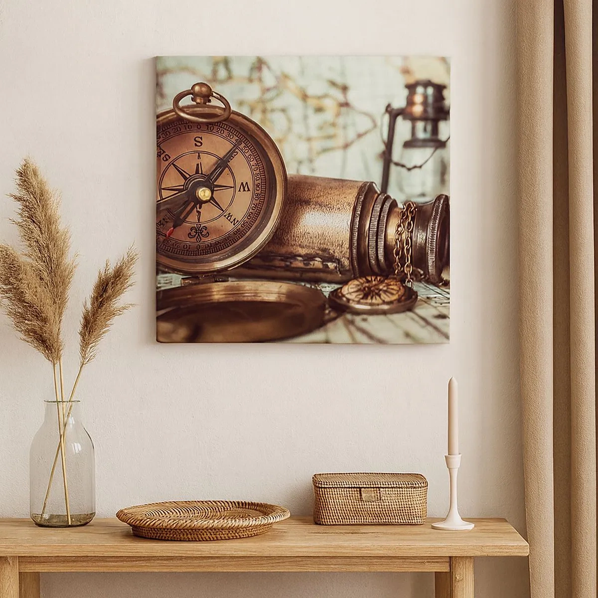 Canvastavla - Bild på duk - Piratäventyret i Karibien väntar - 30x30 cm