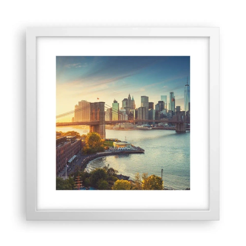 Affisch i vit ram - Storstadsgryning - 30x30 cm