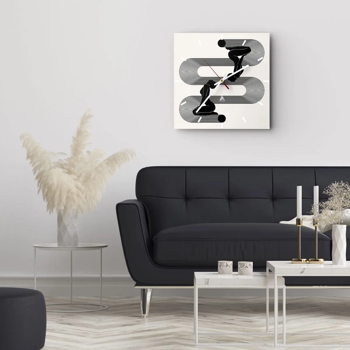 Väggklocka - Klocka på glas - Sensuell symmetri - 30x30 cm