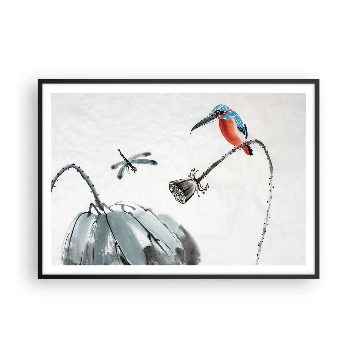 Affisch i svart ram - Ängens liv - 100x70 cm