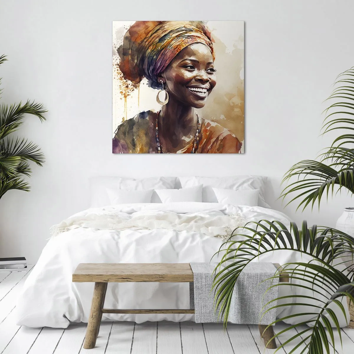 Canvastavla - Bild på duk - Afrikansk drottning - 60x60 cm