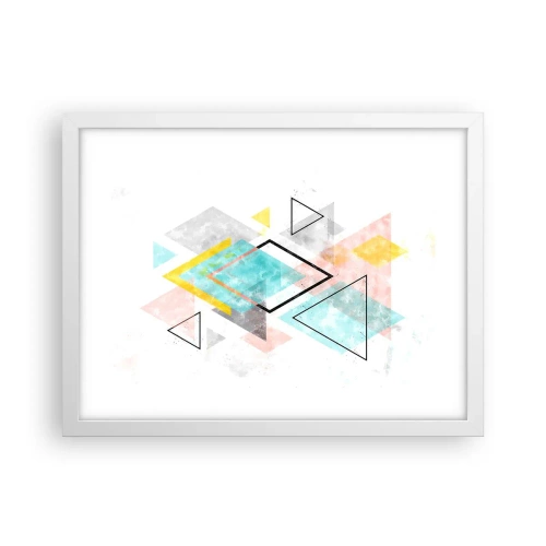 Affisch i vit ram - Geometriskt spel - 40x30 cm