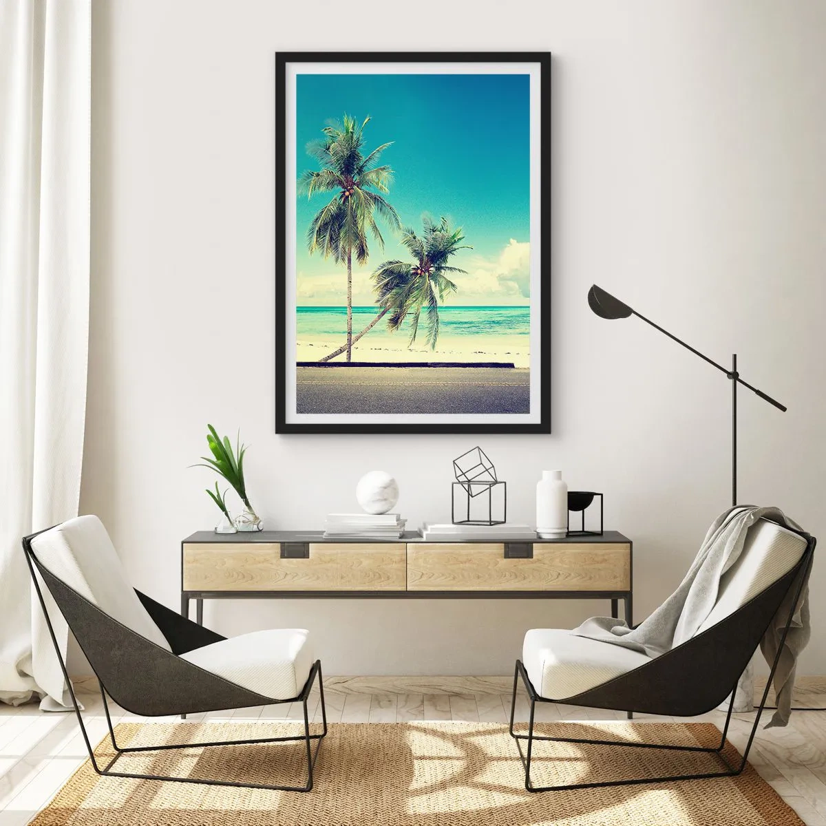 Affisch i svart ram - Dags att börja semester - 70x100 cm