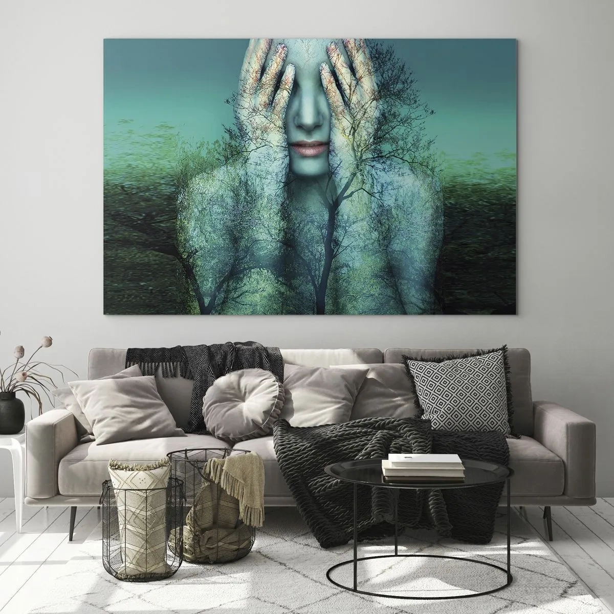 Glastavla - Bild på glas - Doppad i blått - 100x70 cm