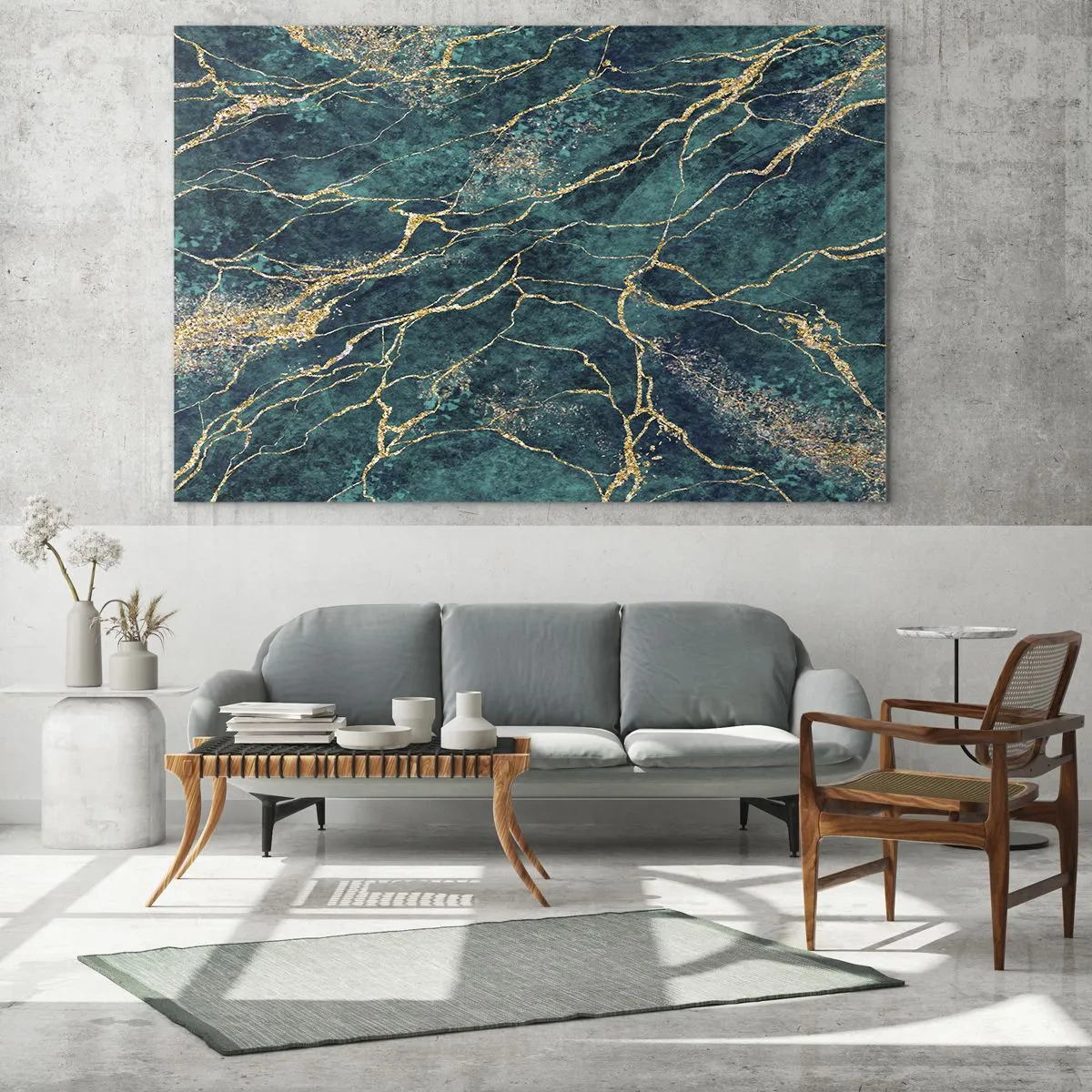 Glastavla - Bild på glas - Guldåder - 120x50 cm