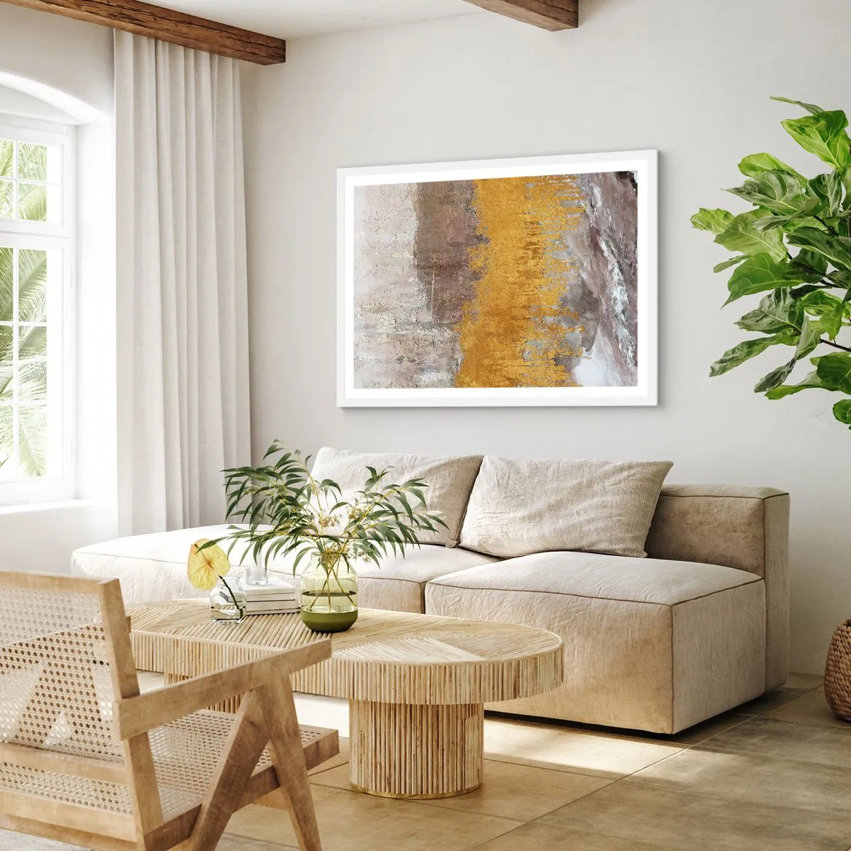 Affisch i vit ram - En gyllene explosion - 70x50 cm