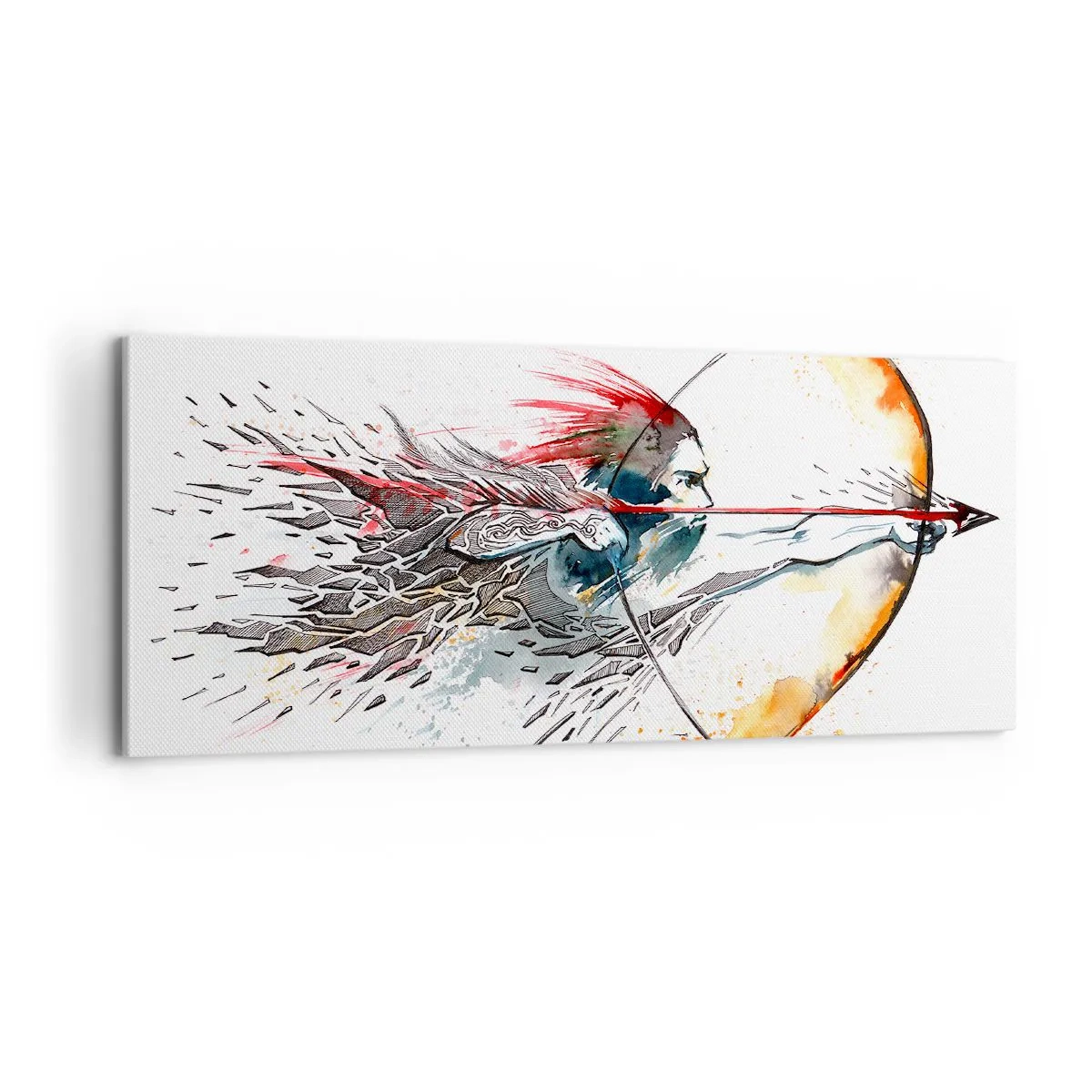 Canvastavla - Bild på duk - Mytomspunnen kämpe med brinnande båge - 100x40 cm