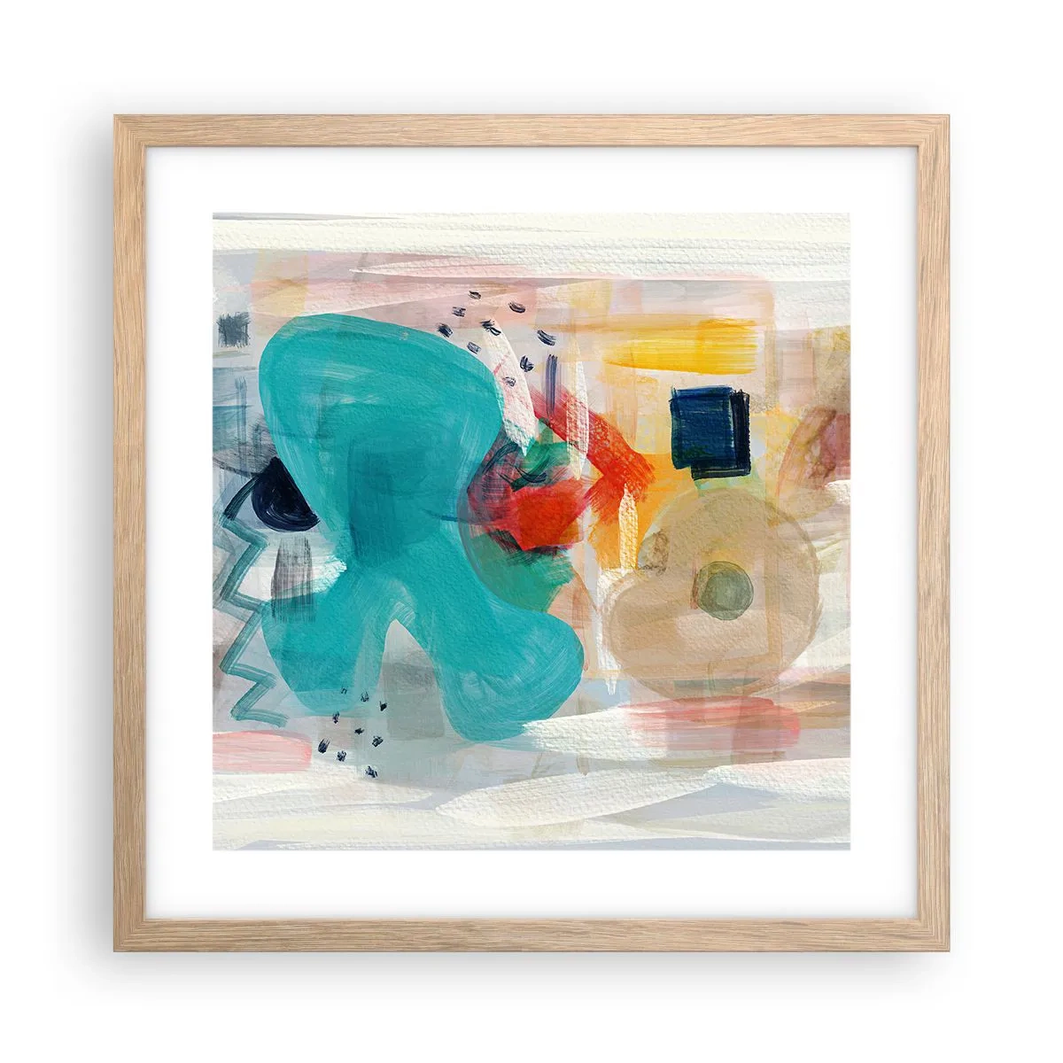 Affisch i ram av ljusek - Ett färgglatt spel - 40x40 cm