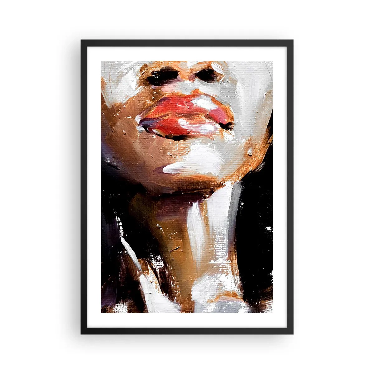 Affisch i svart ram - Abstrakt porträtt av en kvinna med röda läppar - 50x70cm - Stolthet utan fördomar - Modern väggdekoration för vardagsrum och sovrum ARTTOR