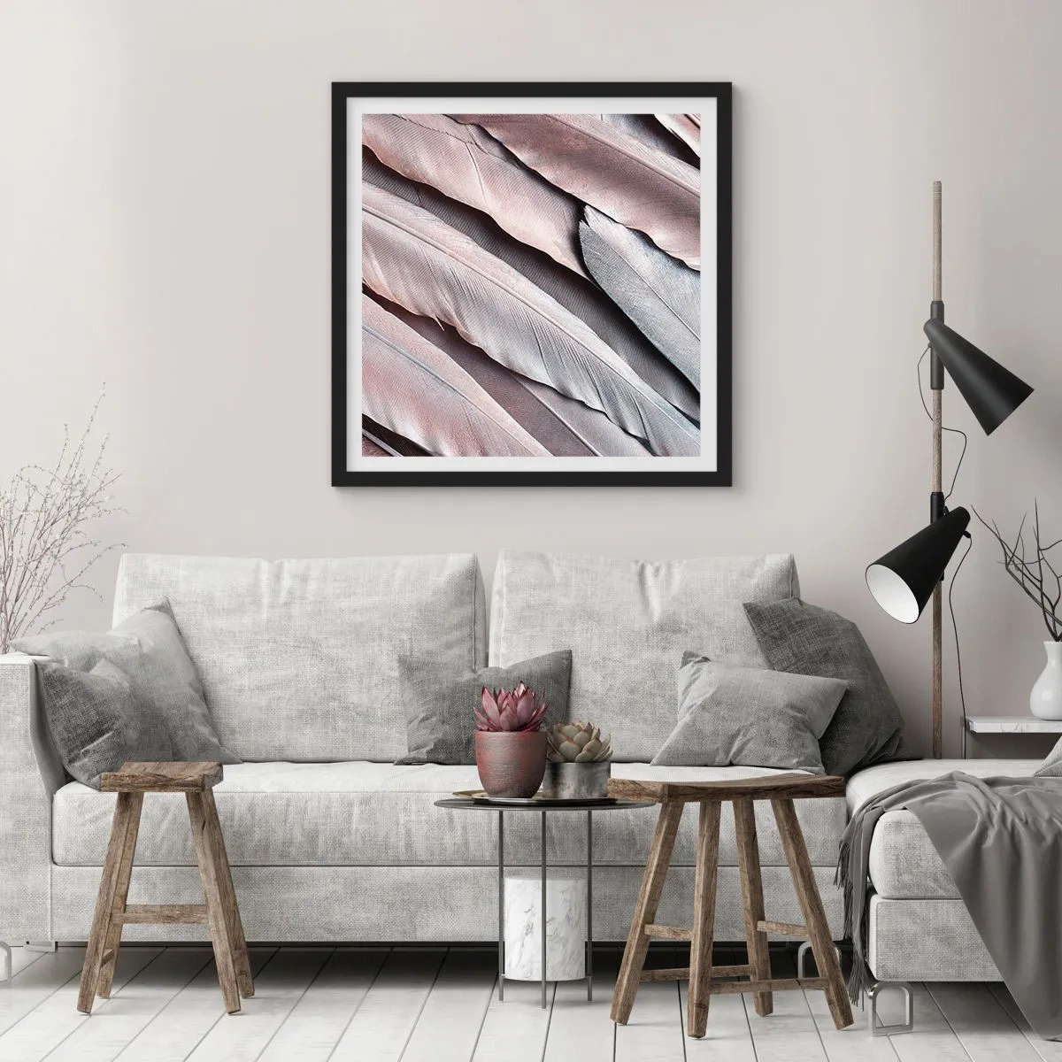 Affisch i svart ram - I rosa silver - 40x40 cm