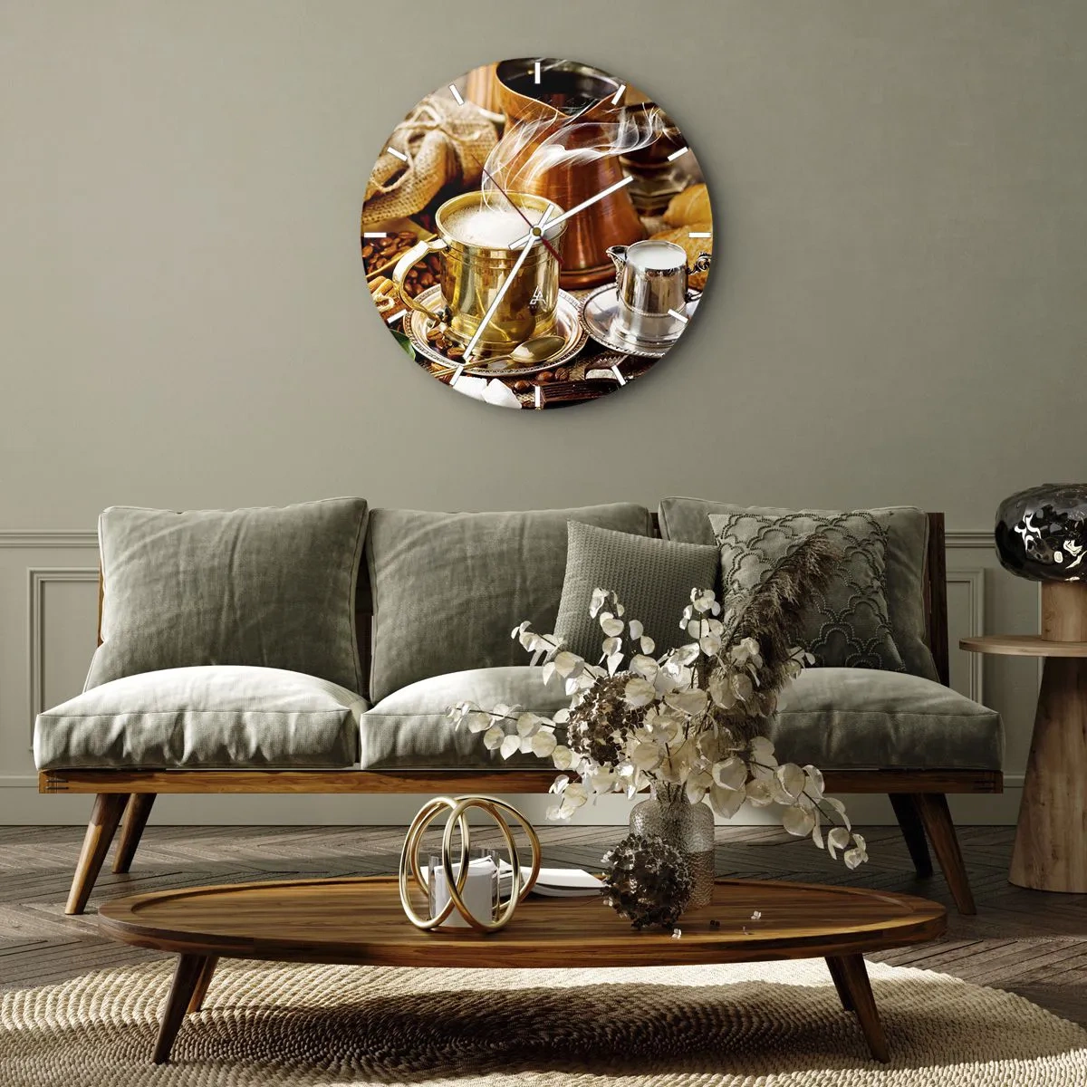 Väggklocka - Klocka på glas - Ha en trevlig dag! - 40x40 cm