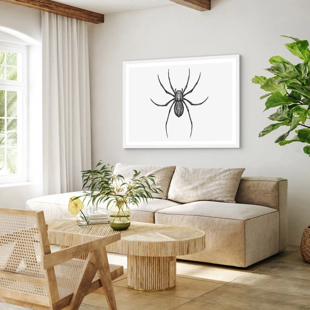 Affisch i vit ram - Oroväckande precision - 100x70 cm