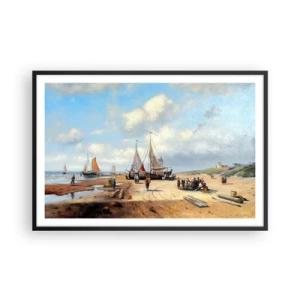 Affisch i svart ram - Efter en lyckad fångst - 91x61 cm