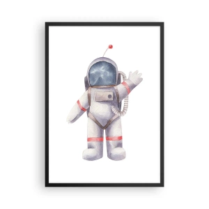 Affisch i svart ram - Akvarell astronaut vinkar i rymden illustration - 50x70cm - Det var allt för nu! - Modern väggdekoration för vardagsrum och sovrum ARTTOR
