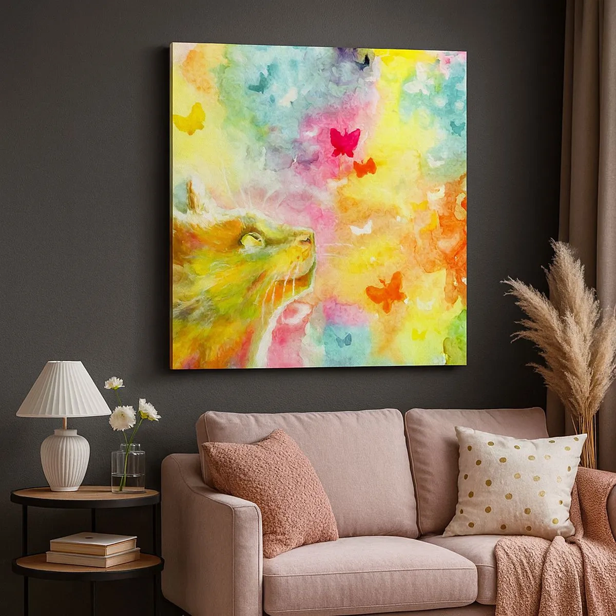 Canvastavla - Bild på duk - I kattparadiset - 30x30 cm