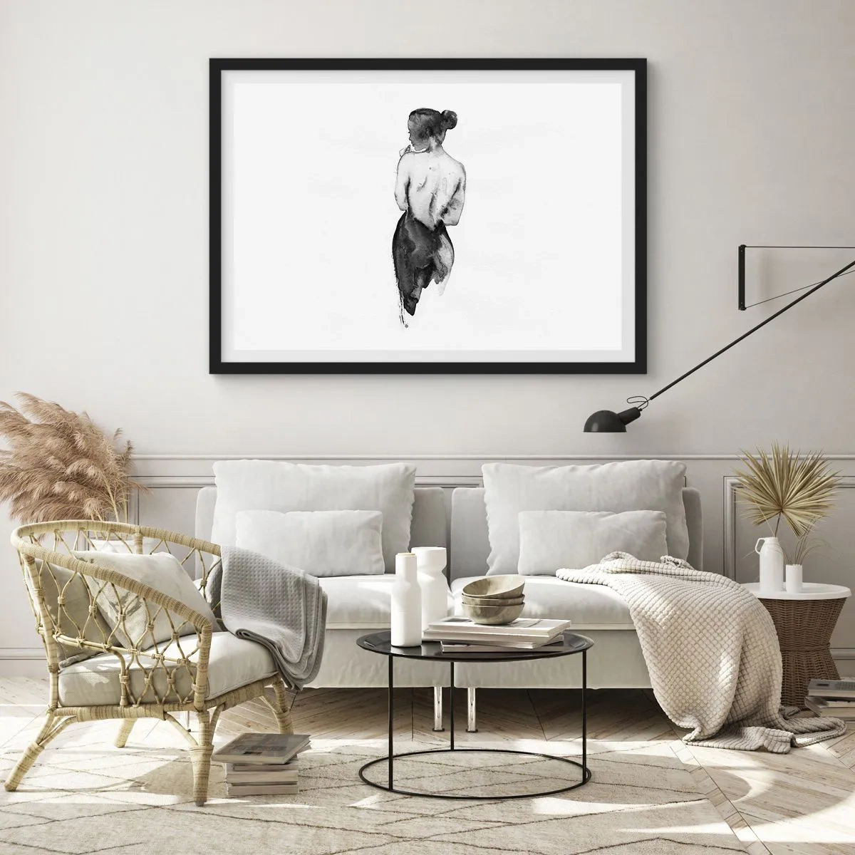 Affisch i svart ram - Världen försvinner i hennes närvaro - 91x61 cm