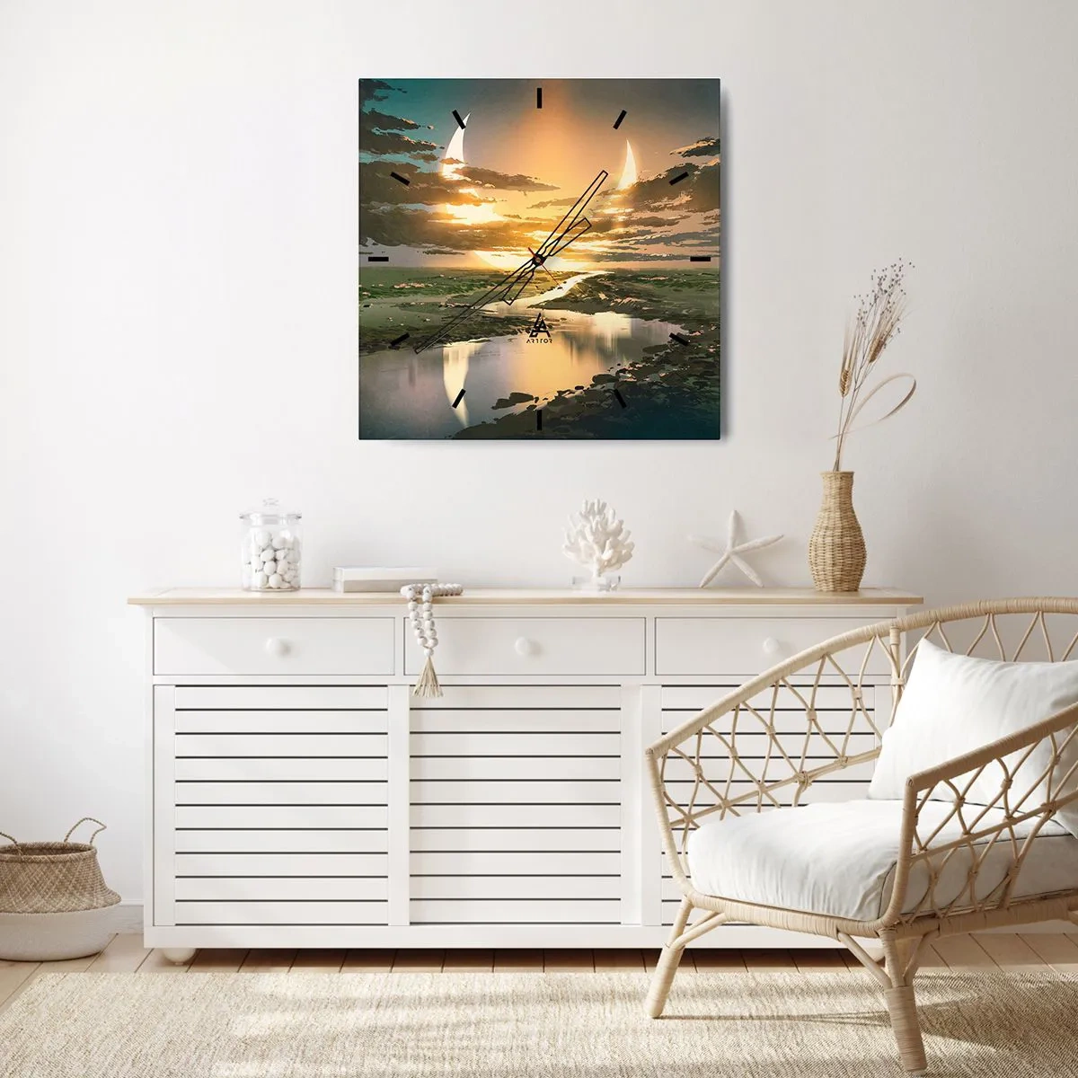 Väggklocka - Klocka på glas - Någonstans i en avlägsen galax - 40x40 cm