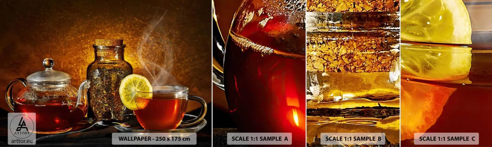 Fototapet Prov Standard Eco - I holländska mästarnas stil - Gastronomi, Te, Tekopp - 100x30 cm