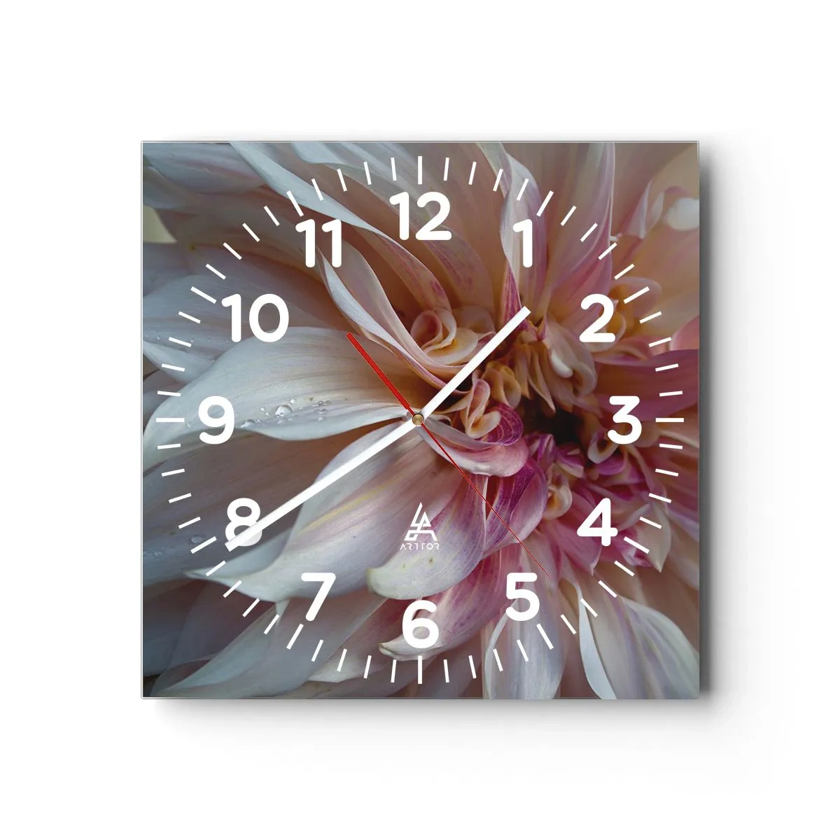 Väggklocka - Klocka på glas - Blommande friskhet - 40x40 cm