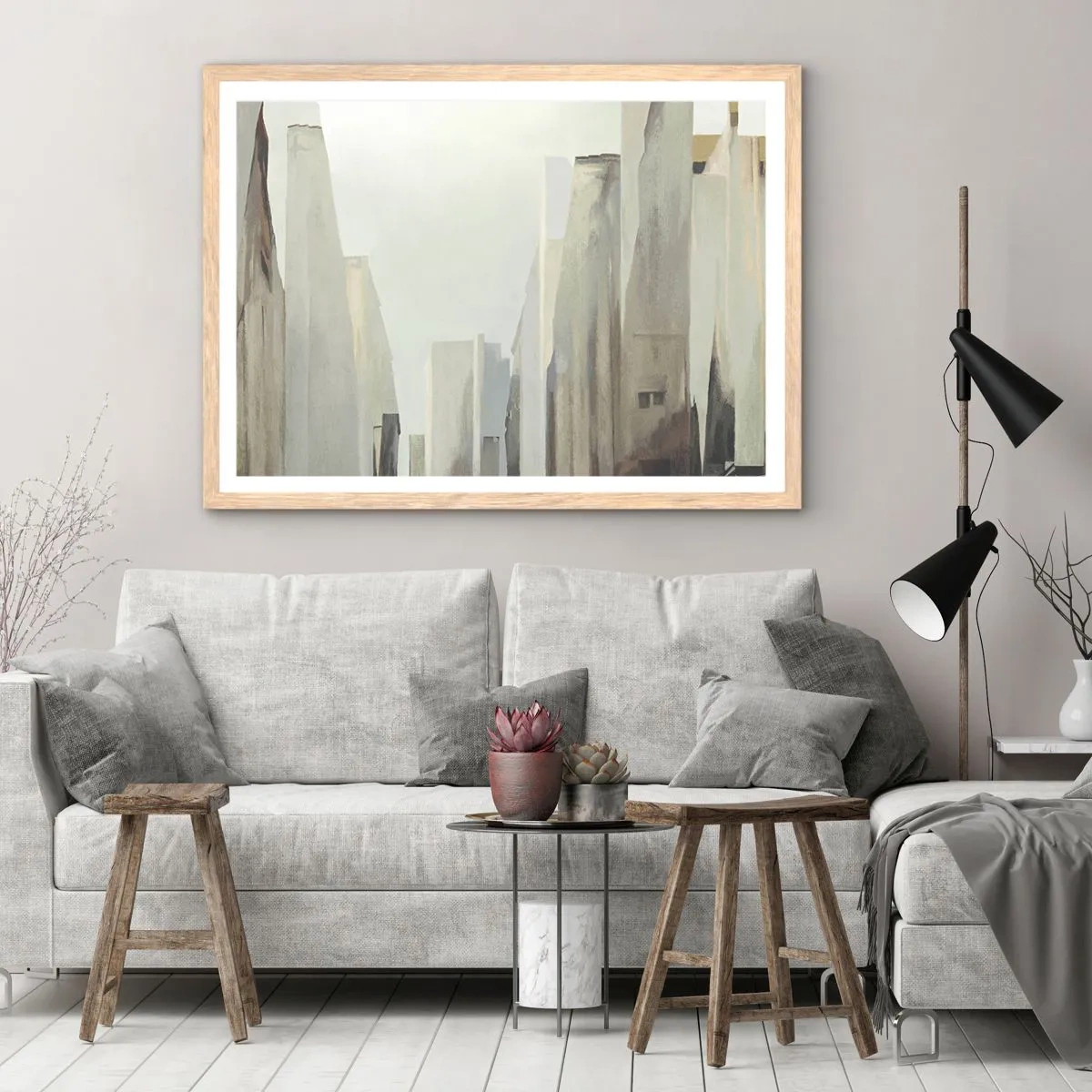 Affisch i ram av ljusek - En dröm om staden - 70x50 cm