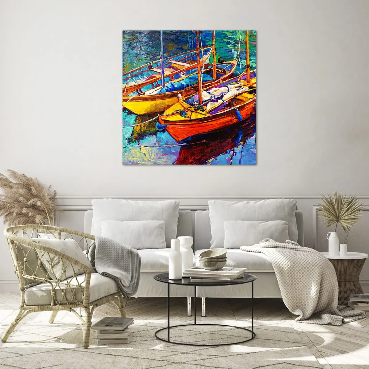 Glastavla - Bild på glas - På ett färgtjockt vatten - 70x70 cm