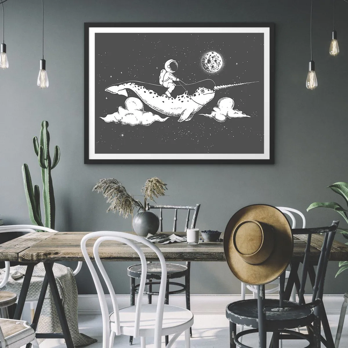 Affisch i svart ram - Rymdryttare - 70x50 cm