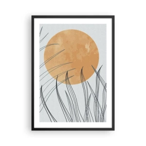 Affisch i svart ram - En minimalistisk komposition med månen och gräset - 50x70cm - Alltid mot solen - Modern väggdekoration för vardagsrum och sovrum ARTTOR
