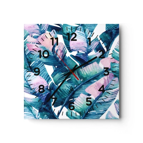 Väggklocka - Klocka på glas - I bananträdgård - 40x40 cm