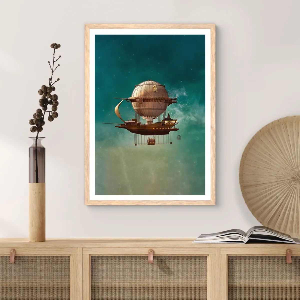 Affisch i ram av ljusek - Jules Verne hälsar - 70x100 cm