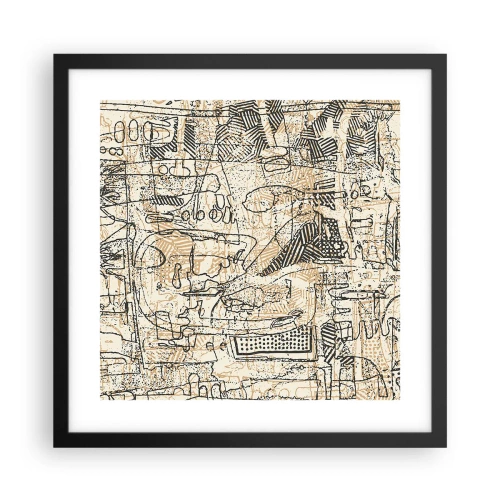 Affisch i svart ram - Väntar på avkodning - 40x40 cm