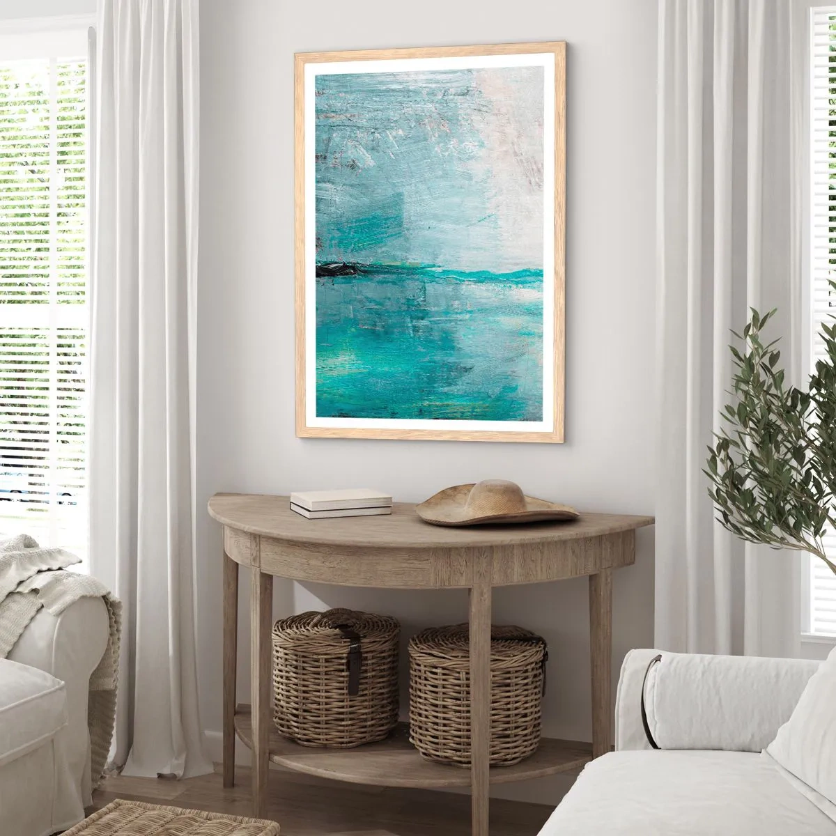 Affisch i ram av ljusek - Horisontellt i blått - 70x100 cm