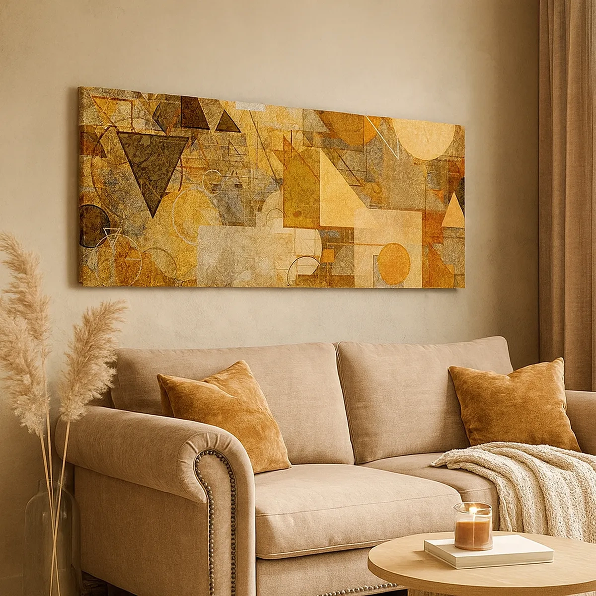 Canvastavla - Bild på duk - Kubistisk studie i brun - 30x30 cm